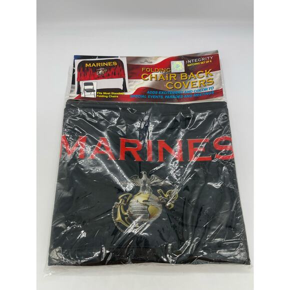 Integrity MARINES Matching Set of 4 Folding Chair Back Covers Made in the USA - Picture 1 of 2